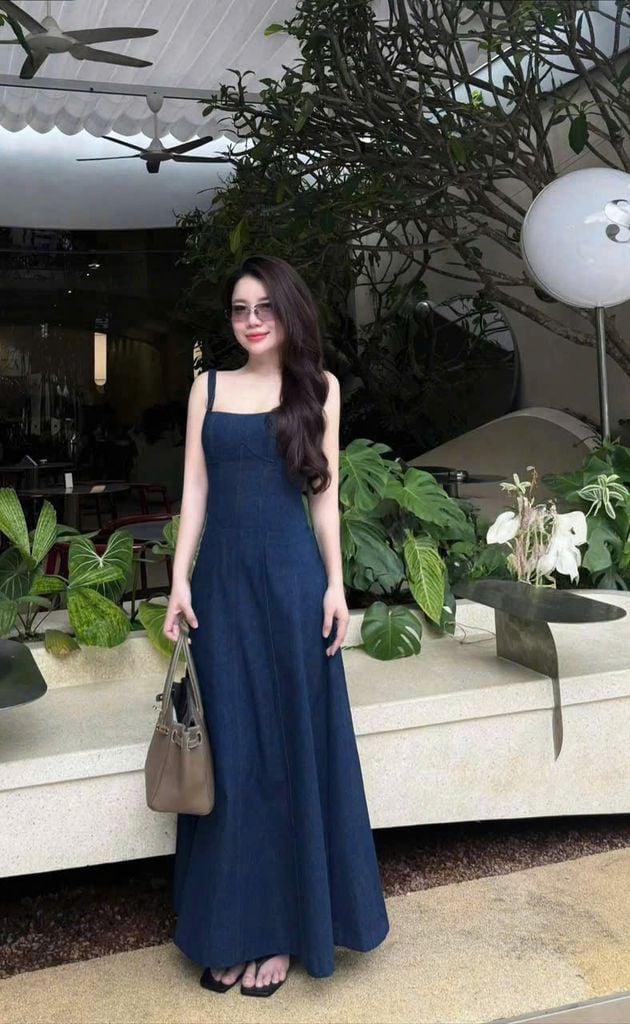 TB9008 ĐẦM JEAN HÀN DÀI 2 DÂY