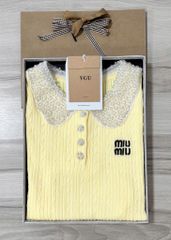 VGU1129 ÁO LEN THÊU CHỮ MINMIN (VÀNG ) ÁO LẺ