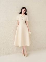 TB5813 ĐẦM SƠ MI ĐÍNH NÚT (KEM)