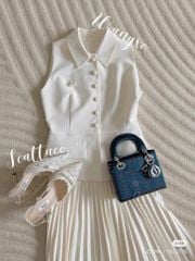 VGU1143 SET ÁO + CV DÀI XẾP LY KÈM NỊT