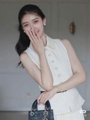 VGU1143 SET ÁO + CV DÀI XẾP LY KÈM NỊT