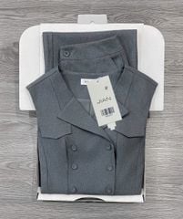 TB9233 SET GILE PHỐI NẮP TÚI - QUẦN DÀI (XÁM)