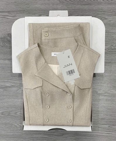 TB9232 SET GILE PHỐI NẮP TÚI - QUẦN DÀI (DA)