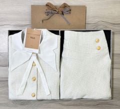 VGU1444 SET DẠ CỔ CÁNH BƯỚM - CHÂN VÁY NGẮN