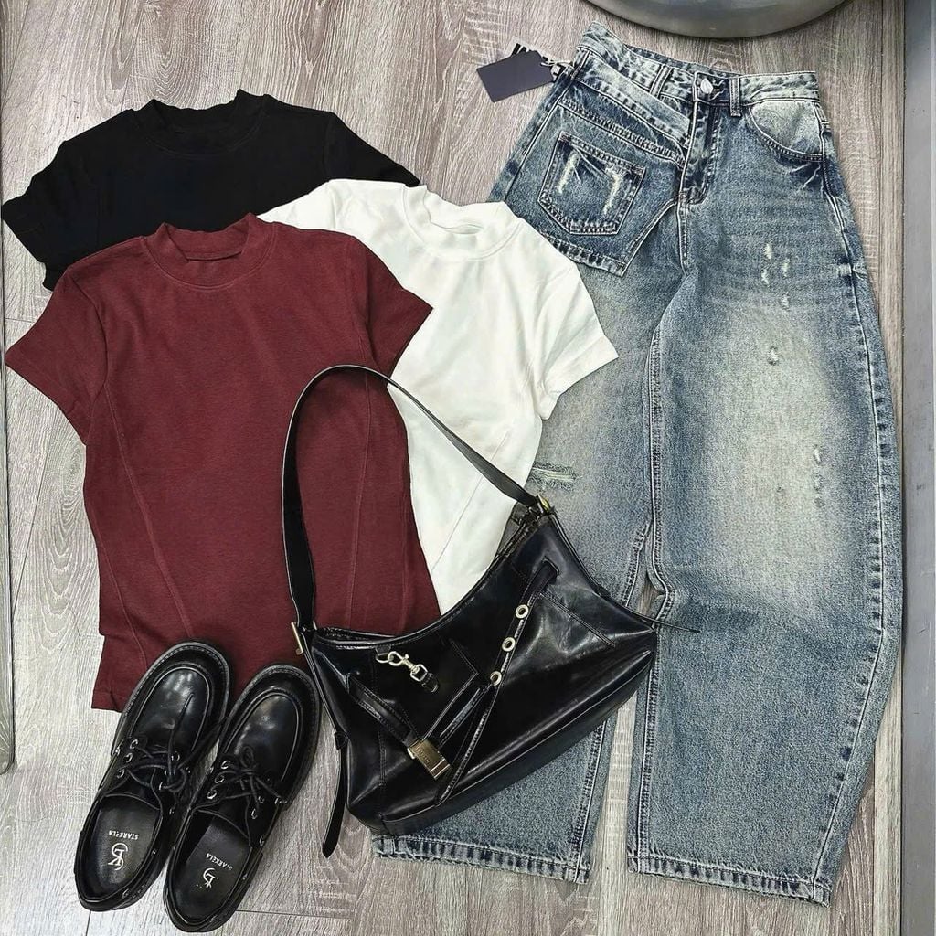 SKY9303 ÁO THUN BODY TRƠN (ĐEN)