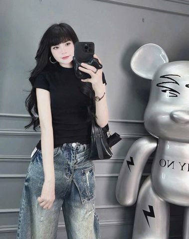 SKY9303 ÁO THUN BODY TRƠN (ĐEN)