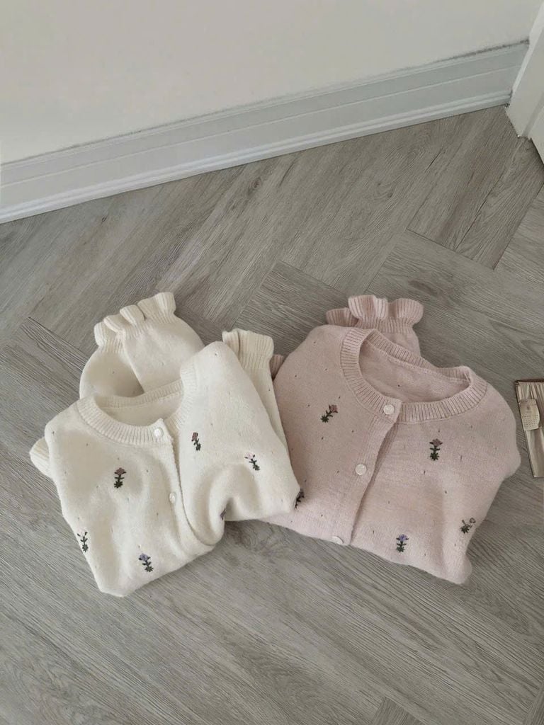 LEN3947 ÁO LEN HOA VIỀN BÈO (HỒNG)