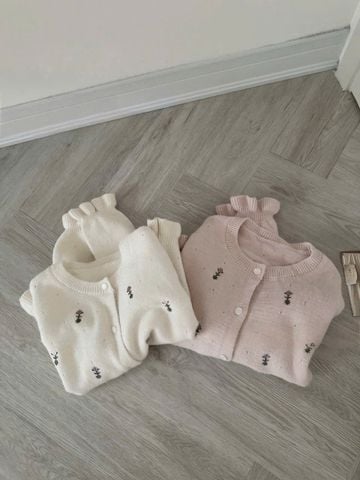 LEN3947 ÁO LEN HOA VIỀN BÈO (HỒNG)