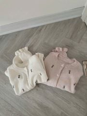 LEN3947 ÁO LEN HOA VIỀN BÈO (HỒNG)