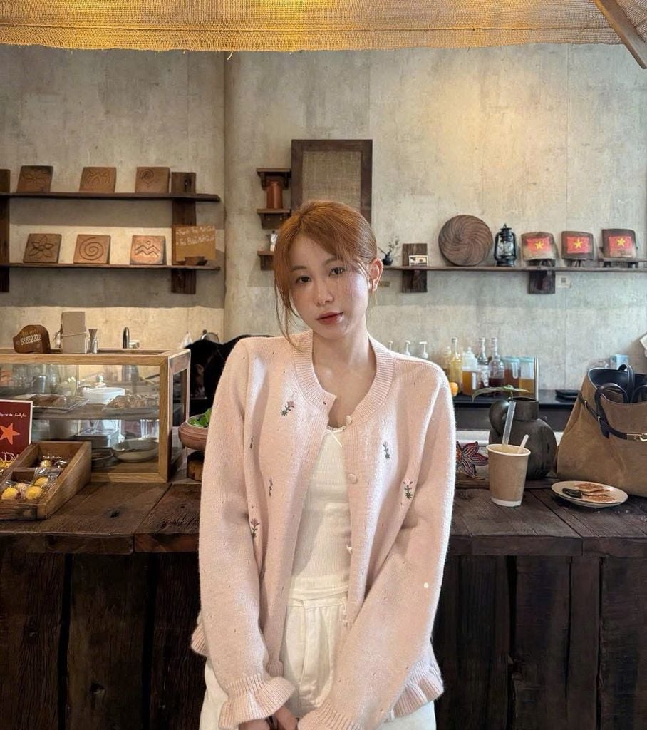 LEN3947 ÁO LEN HOA VIỀN BÈO (HỒNG)