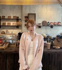 LEN3947 ÁO LEN HOA VIỀN BÈO (HỒNG)