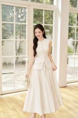 TB5865 SET GILE PHỐI NÚT - CHÂN VÁY DÀI KEM