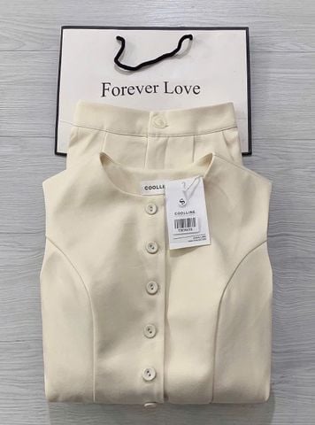 TB5865 SET GILE PHỐI NÚT - CHÂN VÁY DÀI KEM