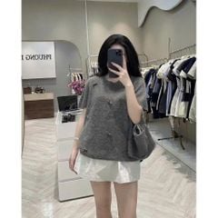 LEN4029 ÁO LEN ĐÍNH NƠ + TÚI (KEM)