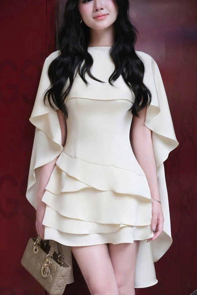 SKY9376 ĐẦM 2 DÂY KÈM CHOÀNG (ĐEN )