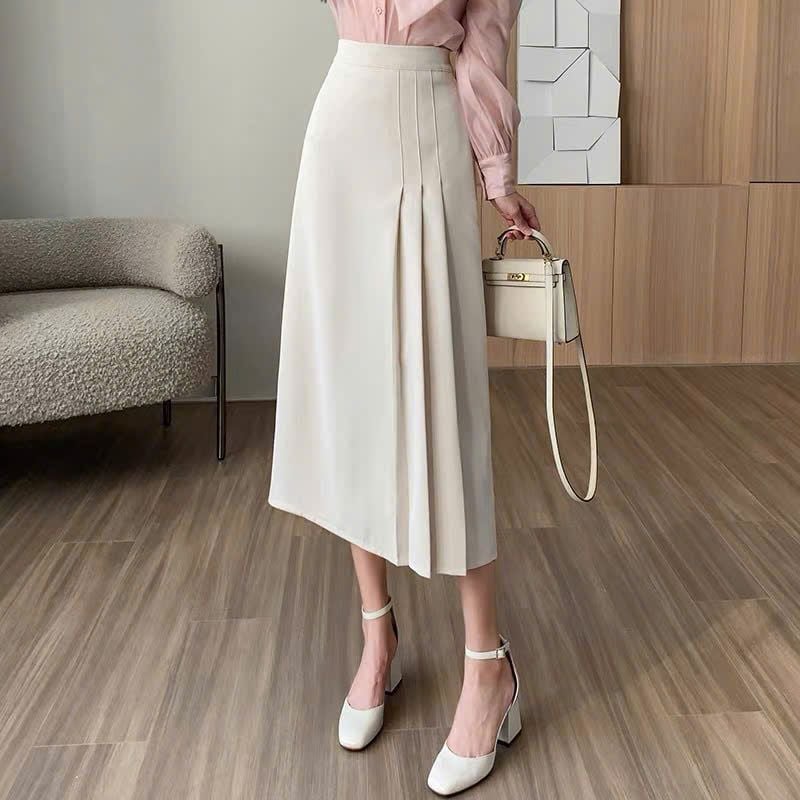 TB9510 CHÂN VÁY DÀI XẾP LY (KEM )