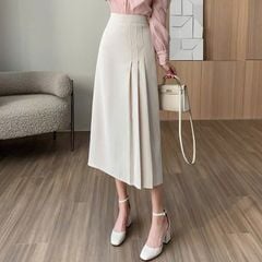 TB9510 CHÂN VÁY DÀI XẾP LY (KEM )