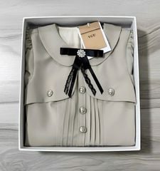 VGU1829 ĐẦM CỔ ĐÍNH NƠ (MÀU DA)