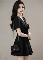 VGU1827 ĐẦM CỔ V ĐÍNH NƠ NGỰC