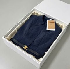 VGU1856 ĐẦM NGẮN CỔ SƠ MI KÈM NỊT