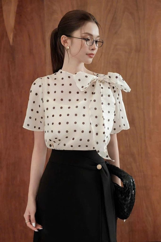 TB9606 SET ÁO CHẤM BI + CV DÀI