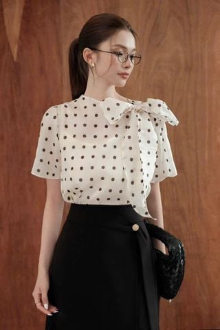 TB9606 SET ÁO CHẤM BI + CV DÀI