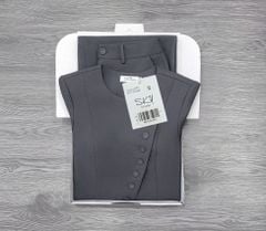 SKY9633 SET VEST CỔ SẺ V ĐÍNH NÚT (XÁM )