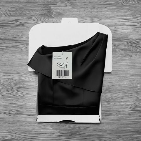 SKY9772 ĐẦM LỆCH VAI (ĐEN )