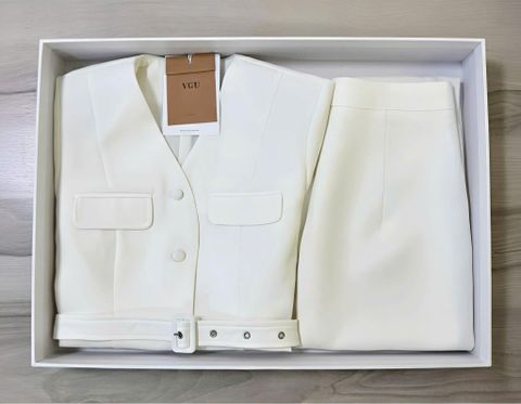 VGU1993 SET ÁO CỔ V+CV DÀI KÈM THẮT LƯNG