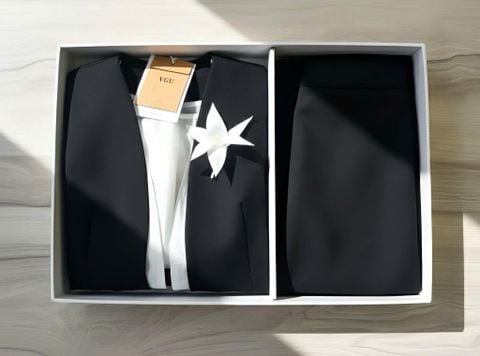 VGU2059 SET ÁO ĐÍNH HOA + CV DÀI (SET 3 MÓN )