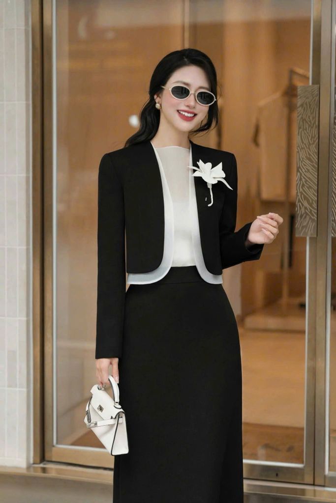 VGU2059 SET ÁO ĐÍNH HOA + CV DÀI (SET 3 MÓN )