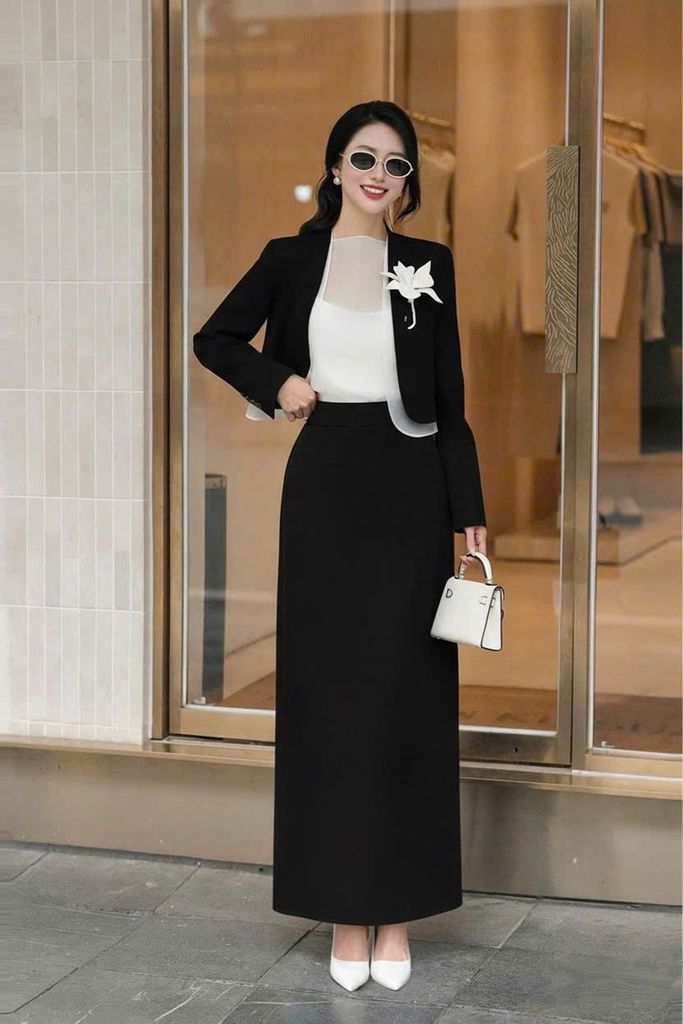 VGU2059 SET ÁO ĐÍNH HOA + CV DÀI (SET 3 MÓN )