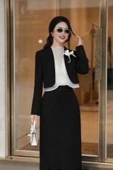 VGU2059 SET ÁO ĐÍNH HOA + CV DÀI (SET 3 MÓN )