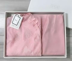 VGU2067 ÁO DÀI HỒNG ĐÍNH NƠ  + QUẦN DÀI HỒNG