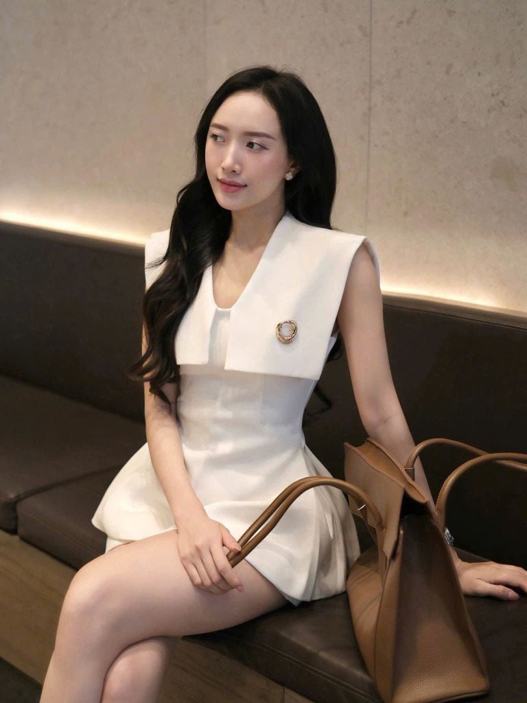 KS1653 -  SET ÁO CỔ CHOÀNG ĐÍNH TAG, QUẦN SHORT (KEM)