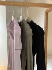 LEN6059 ÁO THUN TAY DÀI PHỐI NÚT ( ĐEN )