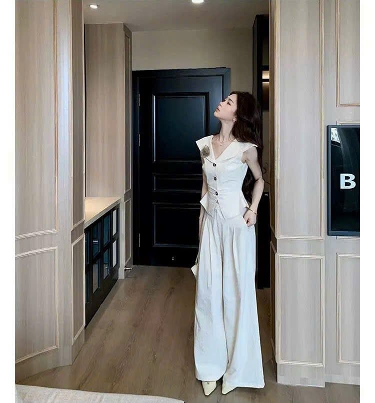 VGU2074 SET ÁO ĐÍNH HOA NGỰC +QUẦN DÀI