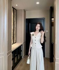 VGU2074 SET ÁO ĐÍNH HOA NGỰC +QUẦN DÀI
