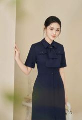 VGU2073 ĐẦM SƠ MI CỔ NƠ