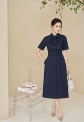 VGU2073 ĐẦM SƠ MI CỔ NƠ