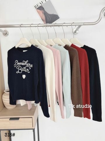 LEN6180 ÁO TAY DÀI THÊU CHỮ TIM (ĐỎ ) 318