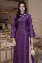 VGU2349 ÁO DÀI GẤM (TÍM )