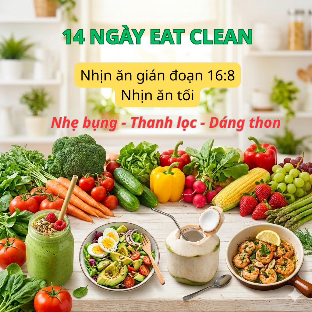 14 NGÀY EAT CLEAN NHỊN ĂN TỐI 16:8