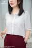 Áo linen trắng thêu ngực SM1212