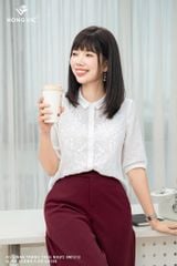 Áo linen trắng thêu ngực SM1212