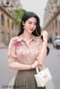 Áo voan hoa hồng xếp ly SM885
