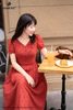 Đầm boil cam thêu hoa nhí DL1162