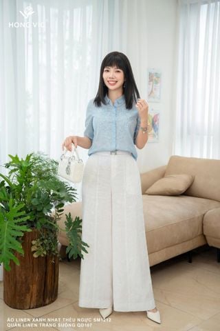 Quần linen trắng suông QD107