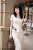 Áo linen be cổ V cài cúc SM1147