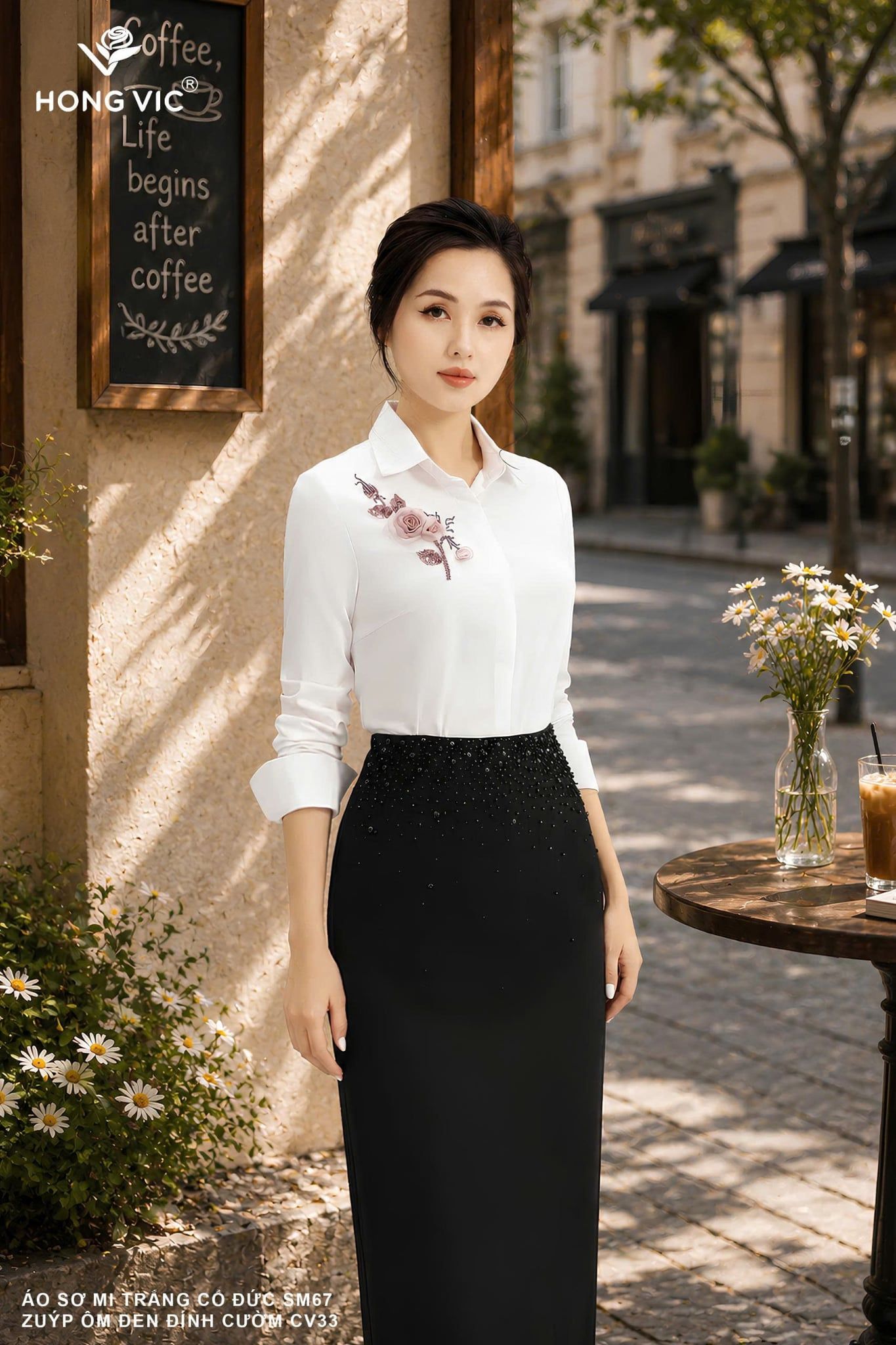 Áo sơ mi trắng cổ đức SM67